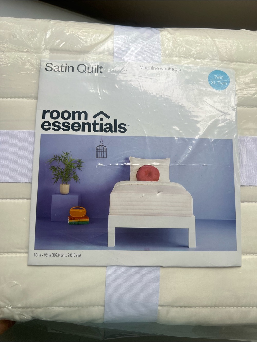 Twin/Twin Extra Long Satin Quilt Ivory - Room Essentials™ - Picture 6 of 9